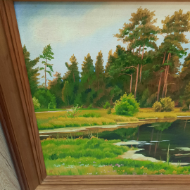Картина маслом на фанере "Летний пейзаж, размер полотна 73х48 см.. Картинка 2